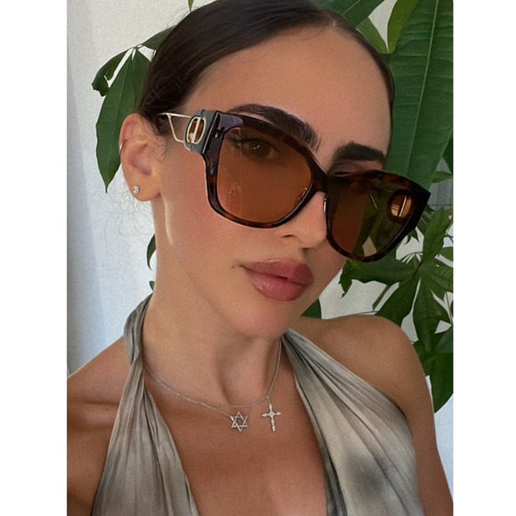 NEW Dior 30Montaigne B2U Brown Gold Cat Eye Sunglasses - Picture 1 of 9